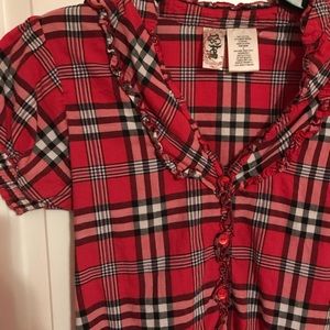 Plaid Short-sleeve Blouse